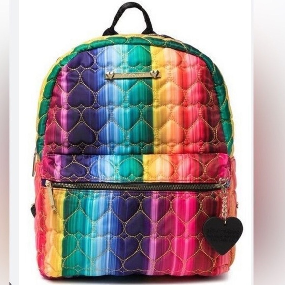 Betsey Johnson Handbags - Betsy Johnson rainbow quilted backpack